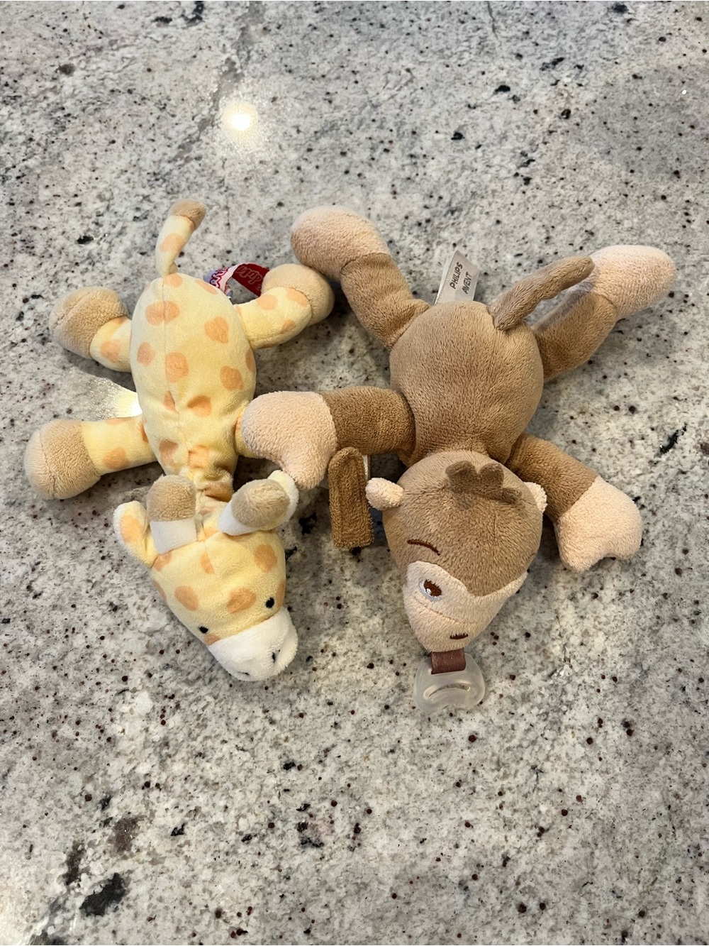 Plush Giraffe and Monkey detachable paci loveys- wubbanub & Philips avent